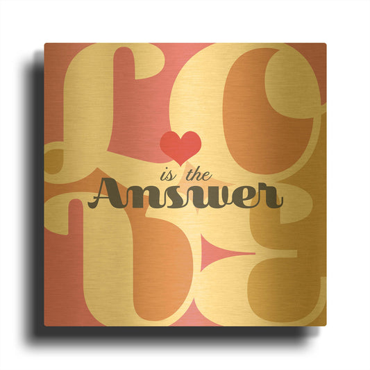 'Love Is The Answer' By Evelia Designs Gold Metal Wall Art