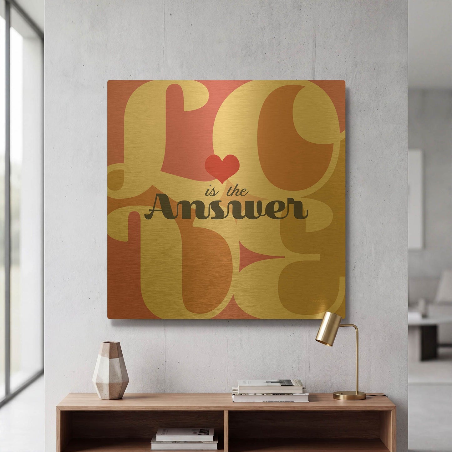 'Love Is The Answer' By Evelia Designs Gold Metal Wall Art