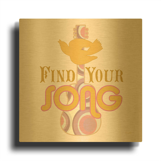 'Find Your Song' By Evelia Designs Gold Metal Wall Art