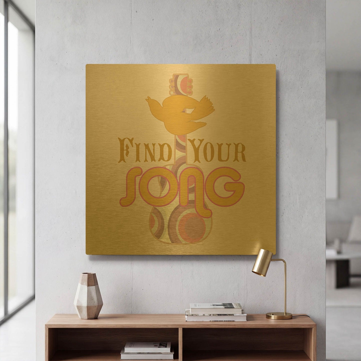 'Find Your Song' By Evelia Designs Gold Metal Wall Art
