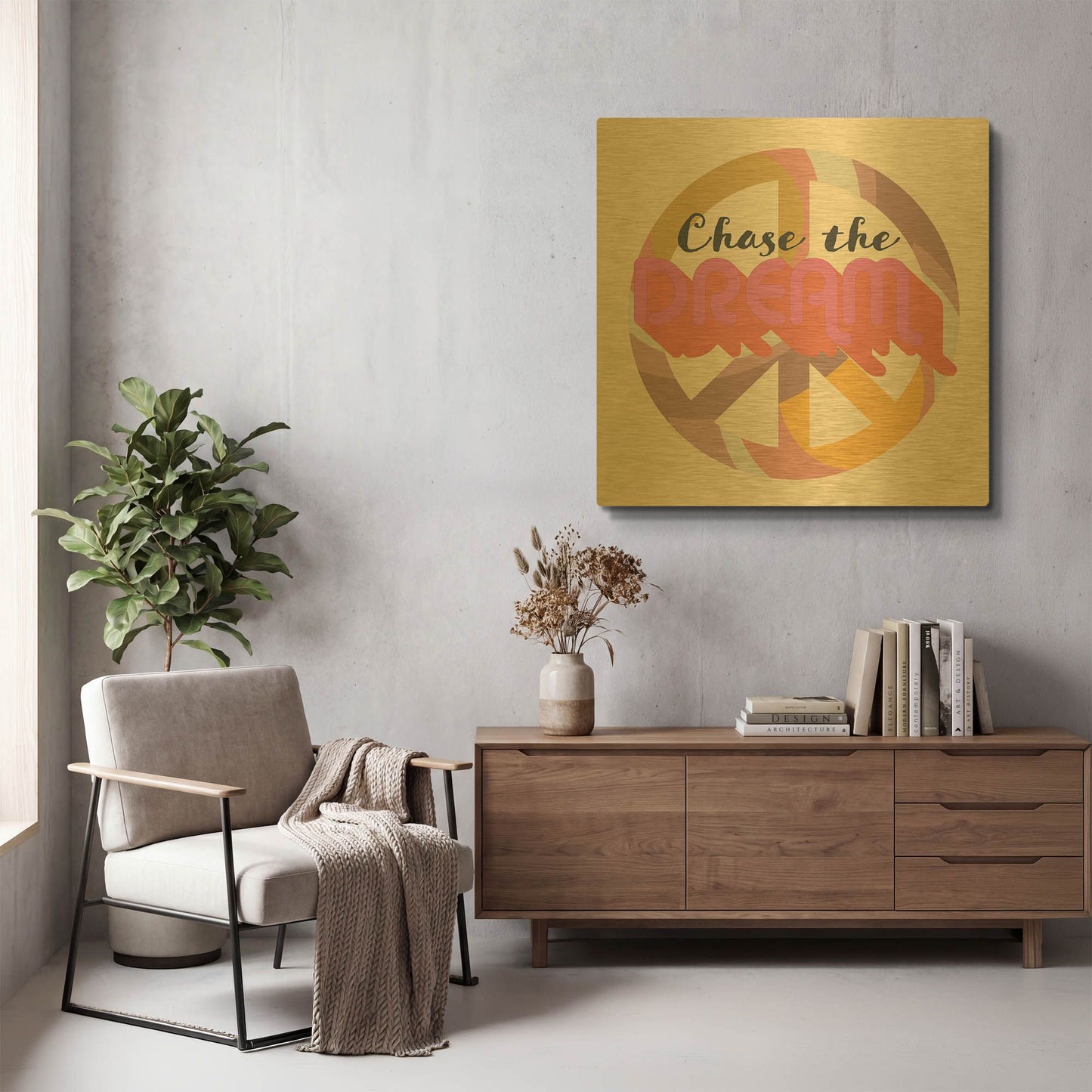 'Chase The Dream' By Evelia Designs Gold Metal Wall Art