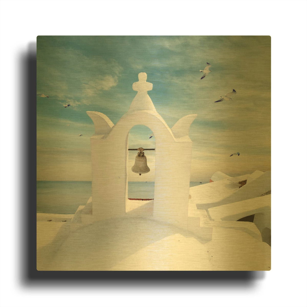 'Grecianblue Two' By Steve Hunziker Gold Metal Wall Art