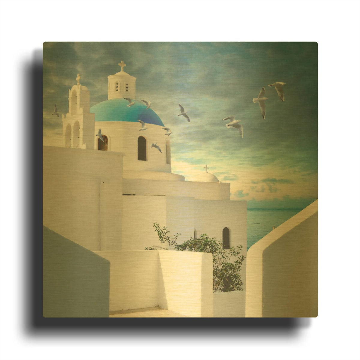 'Grecianblue One' By Steve Hunziker Gold Metal Wall Art