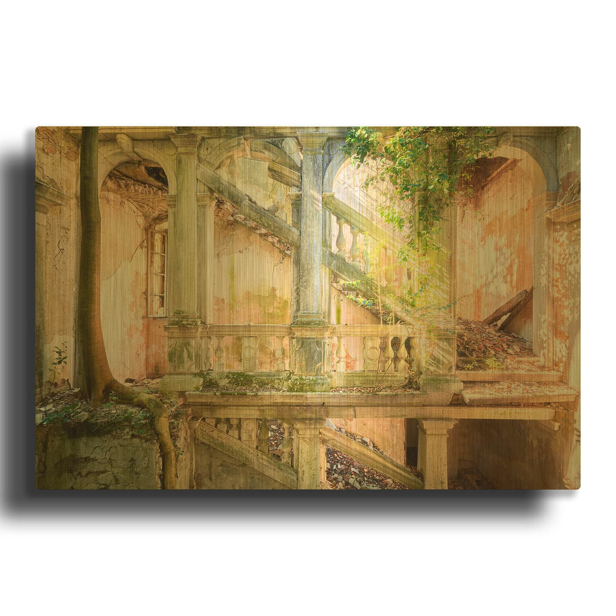 'Poetic Villa Ruin' By Roman Robroek Gold Metal Wall Art