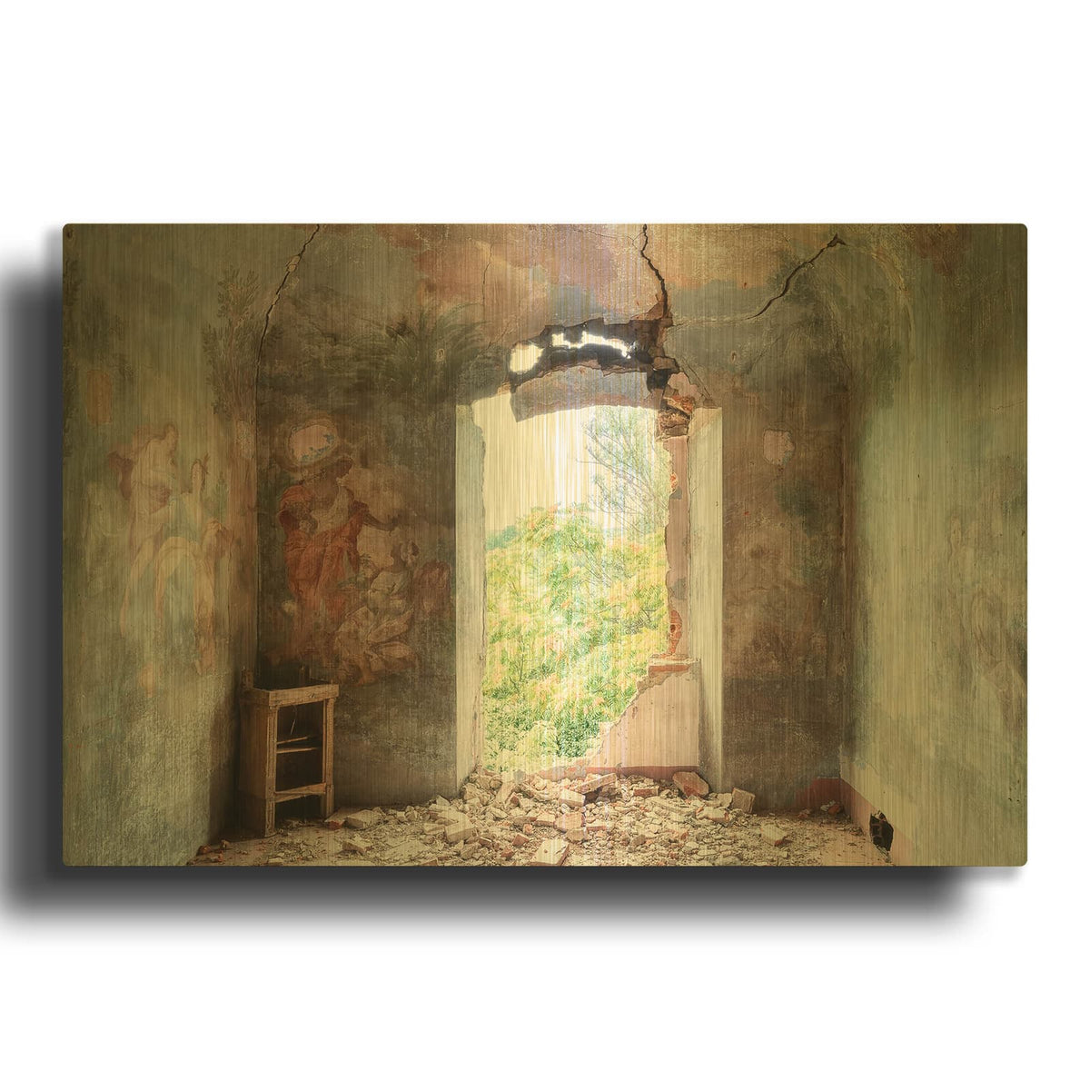 'Crack In The Wall' By Roman Robroek Gold Metal Wall Art
