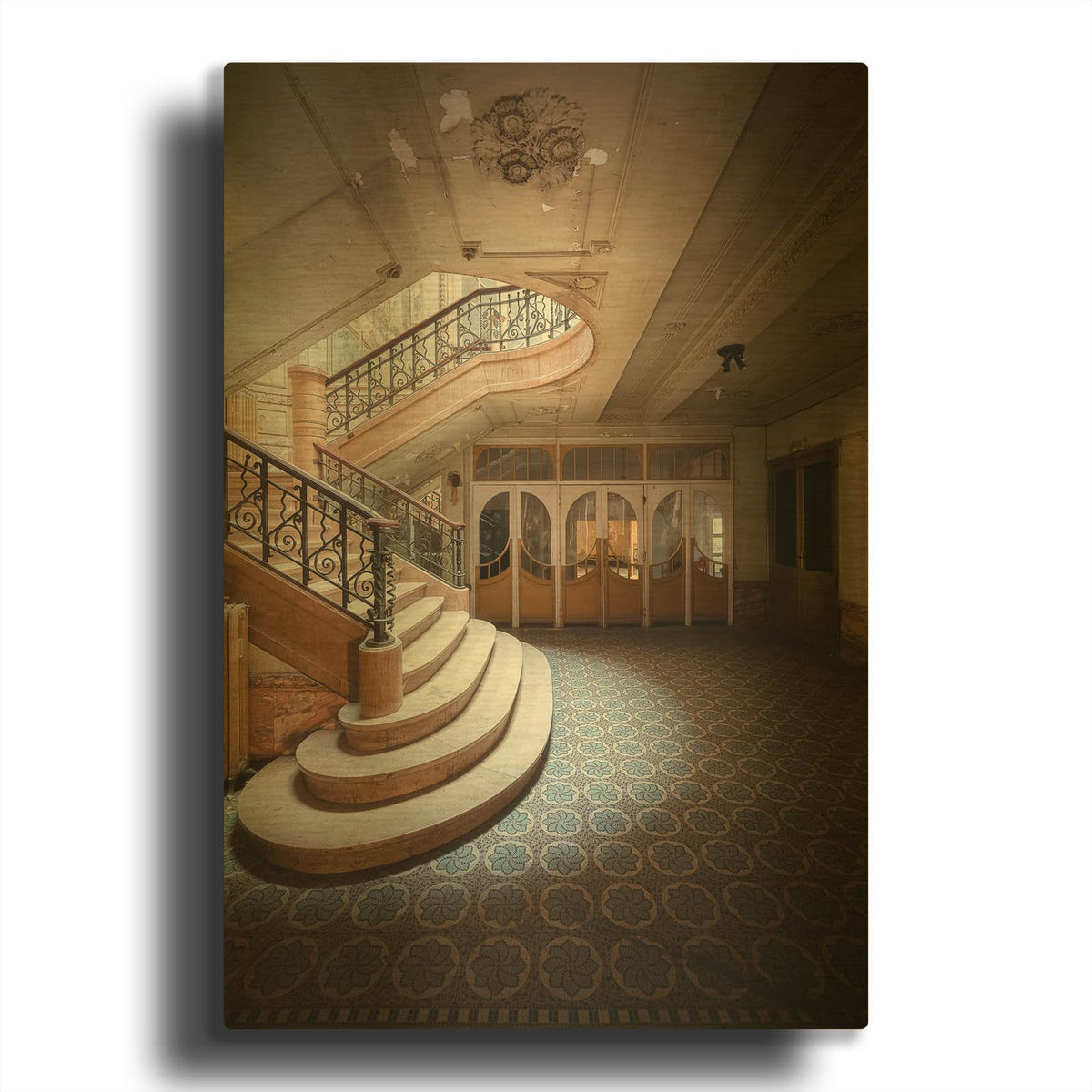 'Stairs From The Side' By Roman Robroek Gold Metal Wall Art