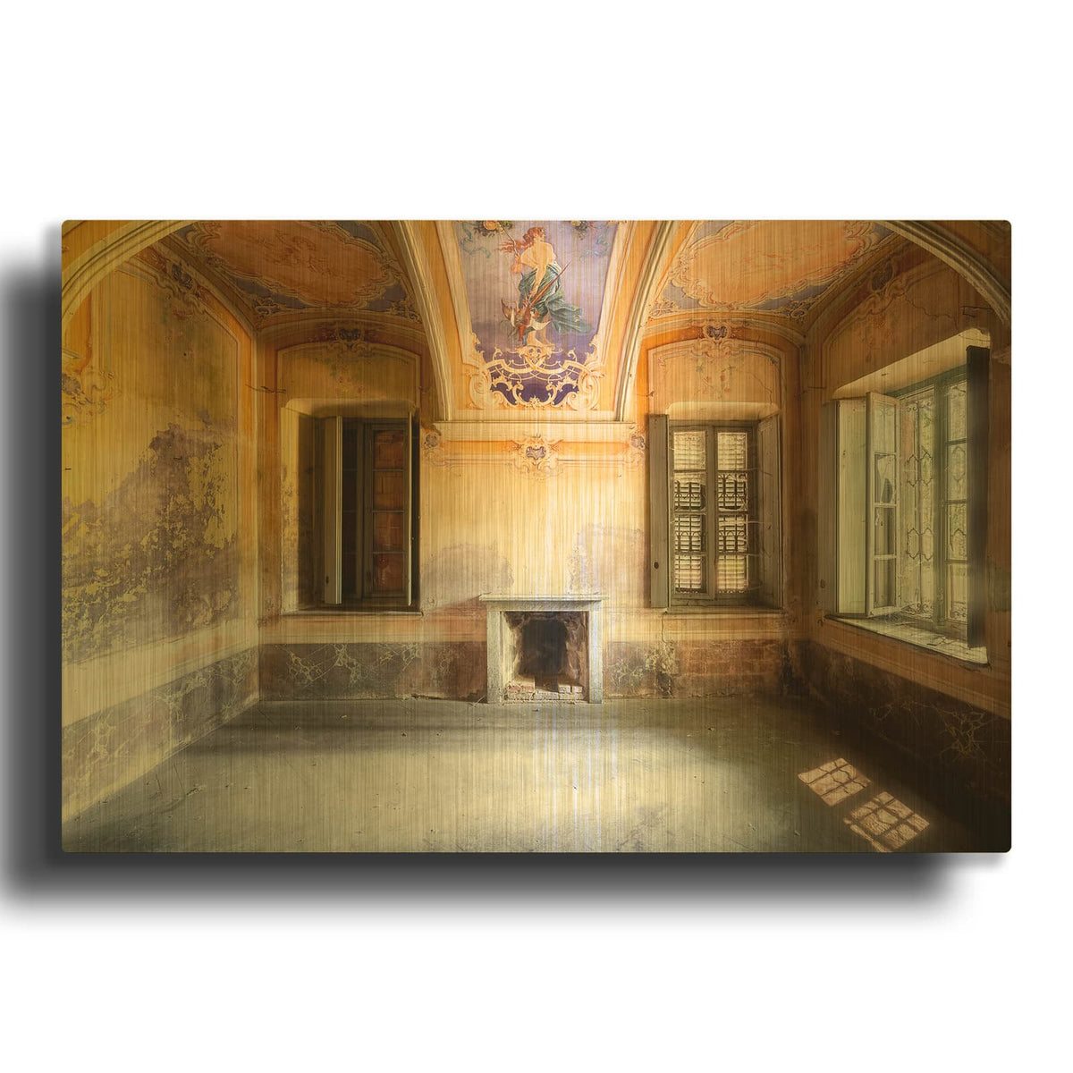 'Colored Farm' By Roman Robroek Gold Metal Wall Art