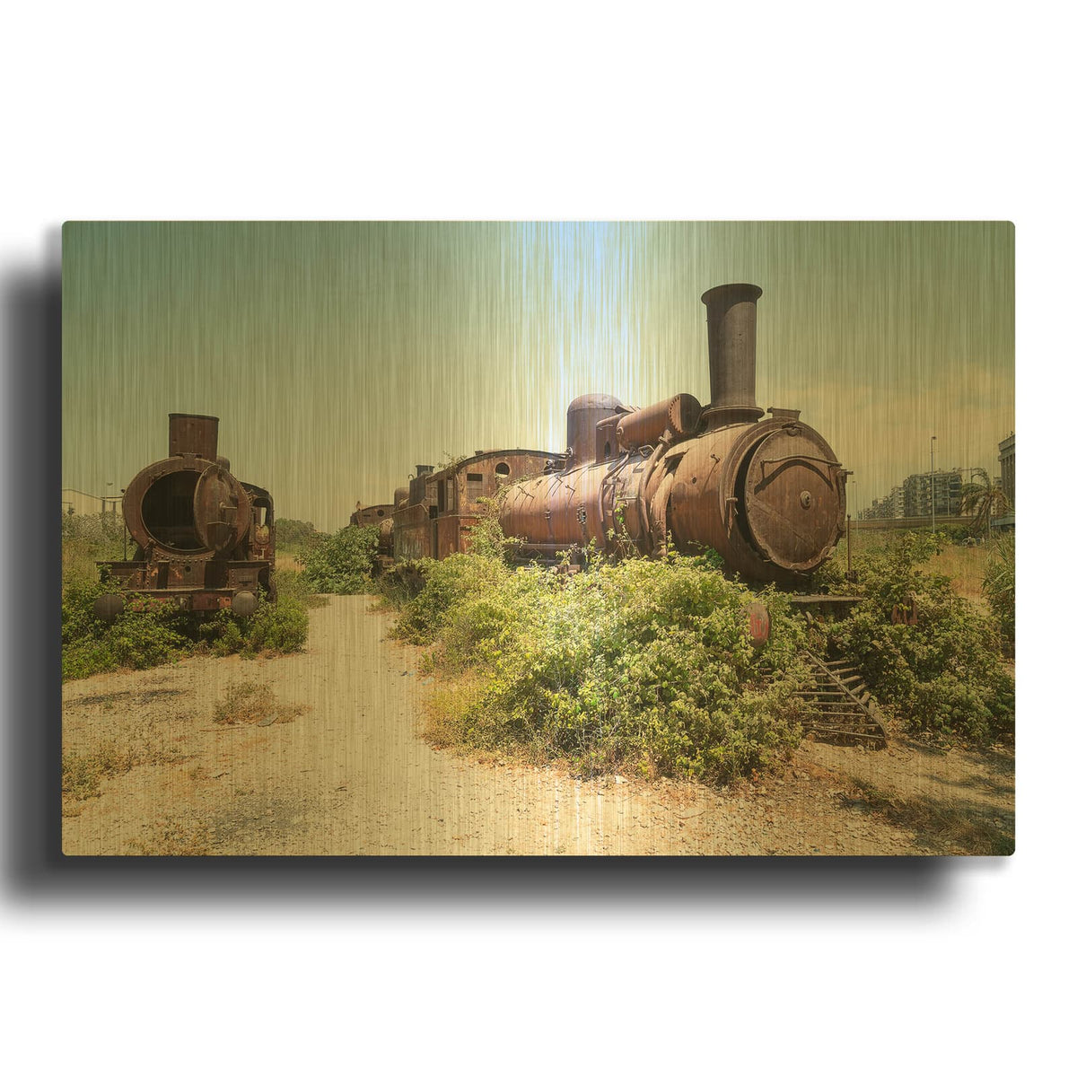 'Train Heritage' By Roman Robroek Gold Metal Wall Art