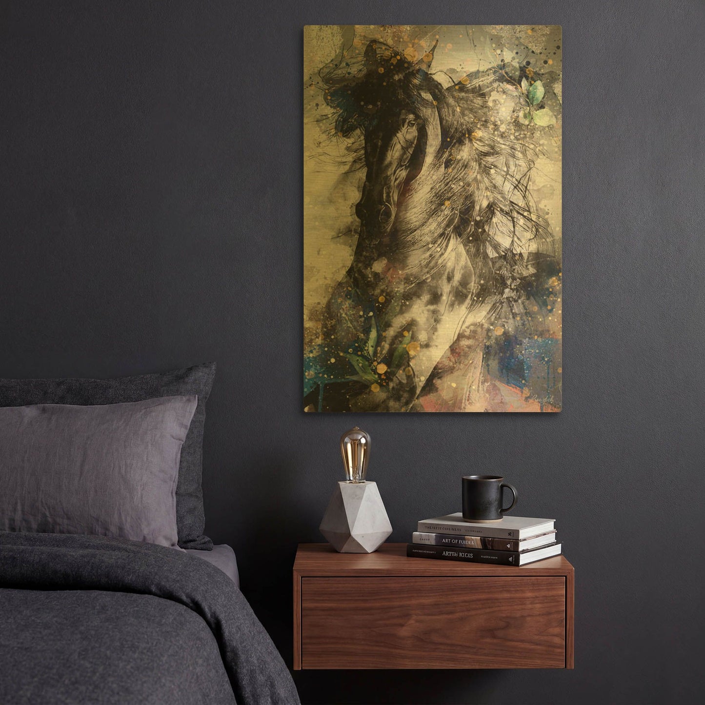'Gallop To Freedom' By Roozbeh Bahramali Gold Metal Wall Art