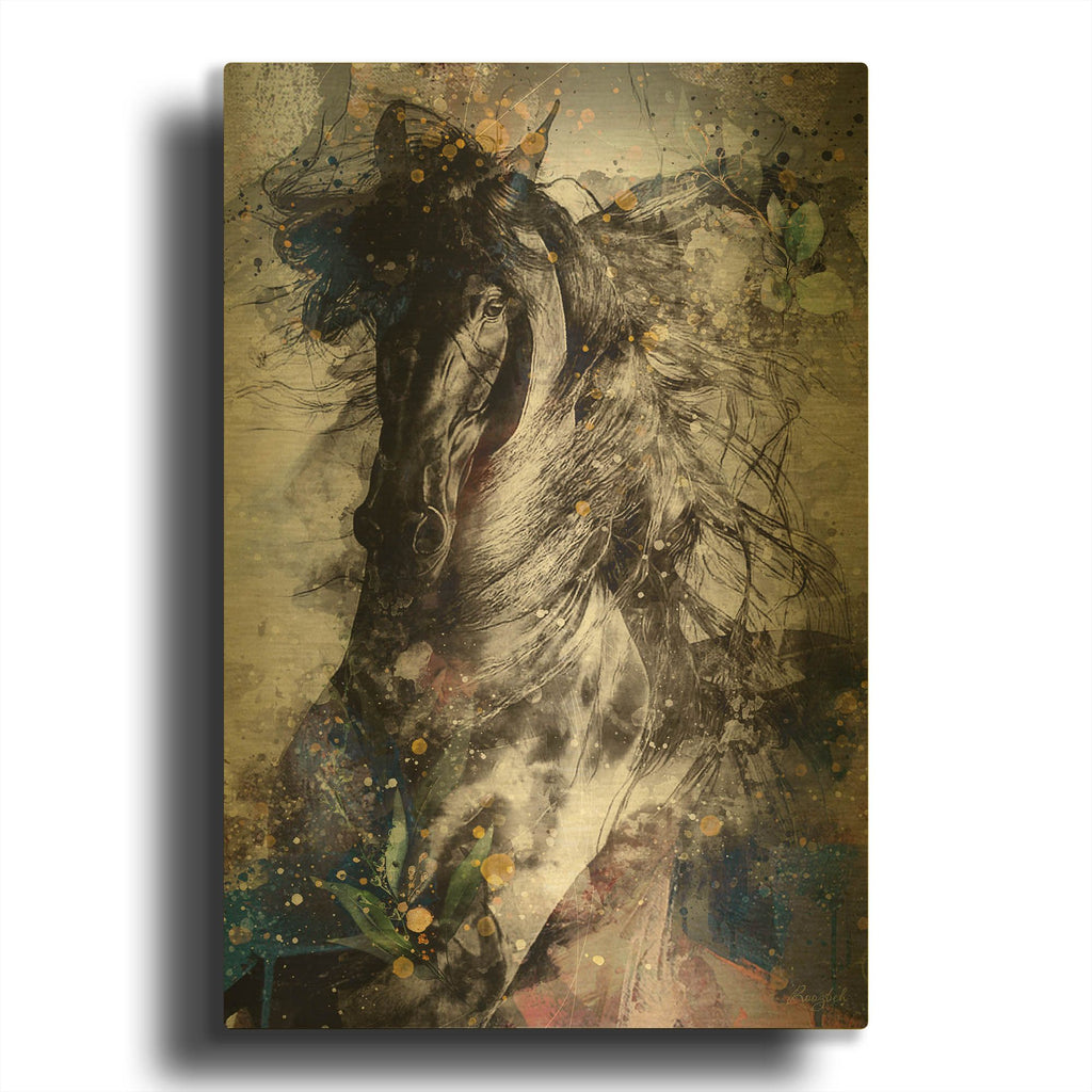 'Gallop To Freedom' By Roozbeh Bahramali Gold Metal Wall Art