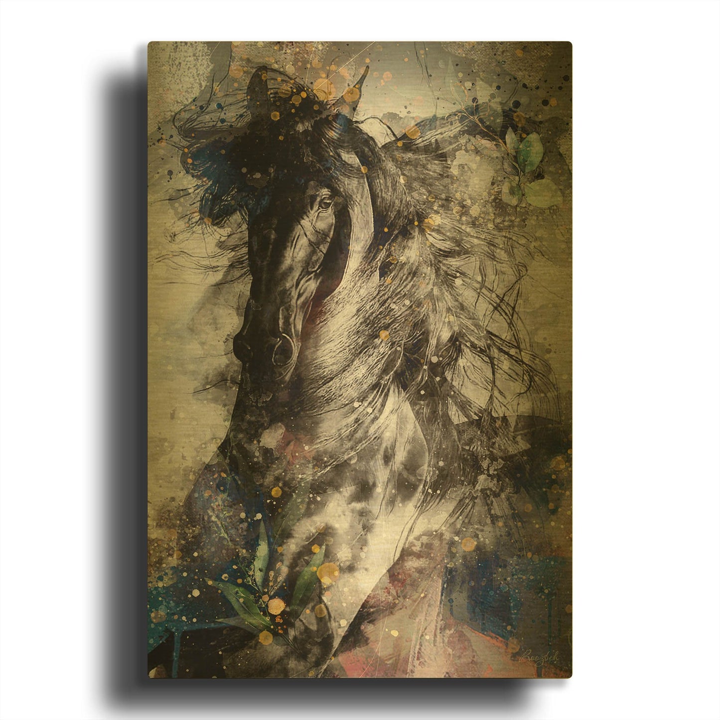 'Gallop To Freedom' By Roozbeh Bahramali Gold Metal Wall Art