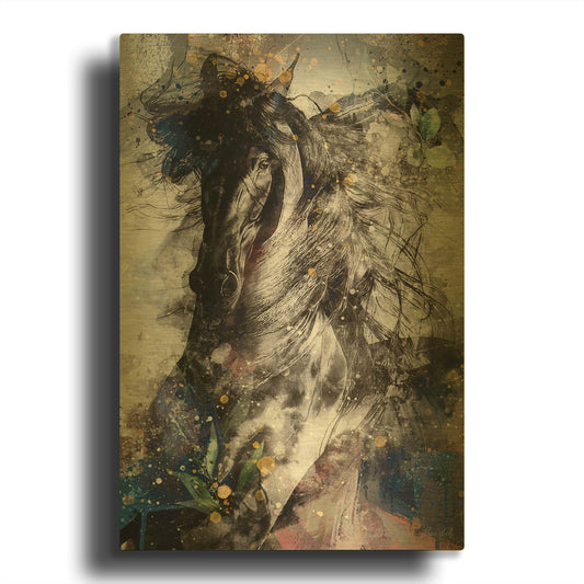 'Gallop To Freedom' By Roozbeh Bahramali Gold Metal Wall Art