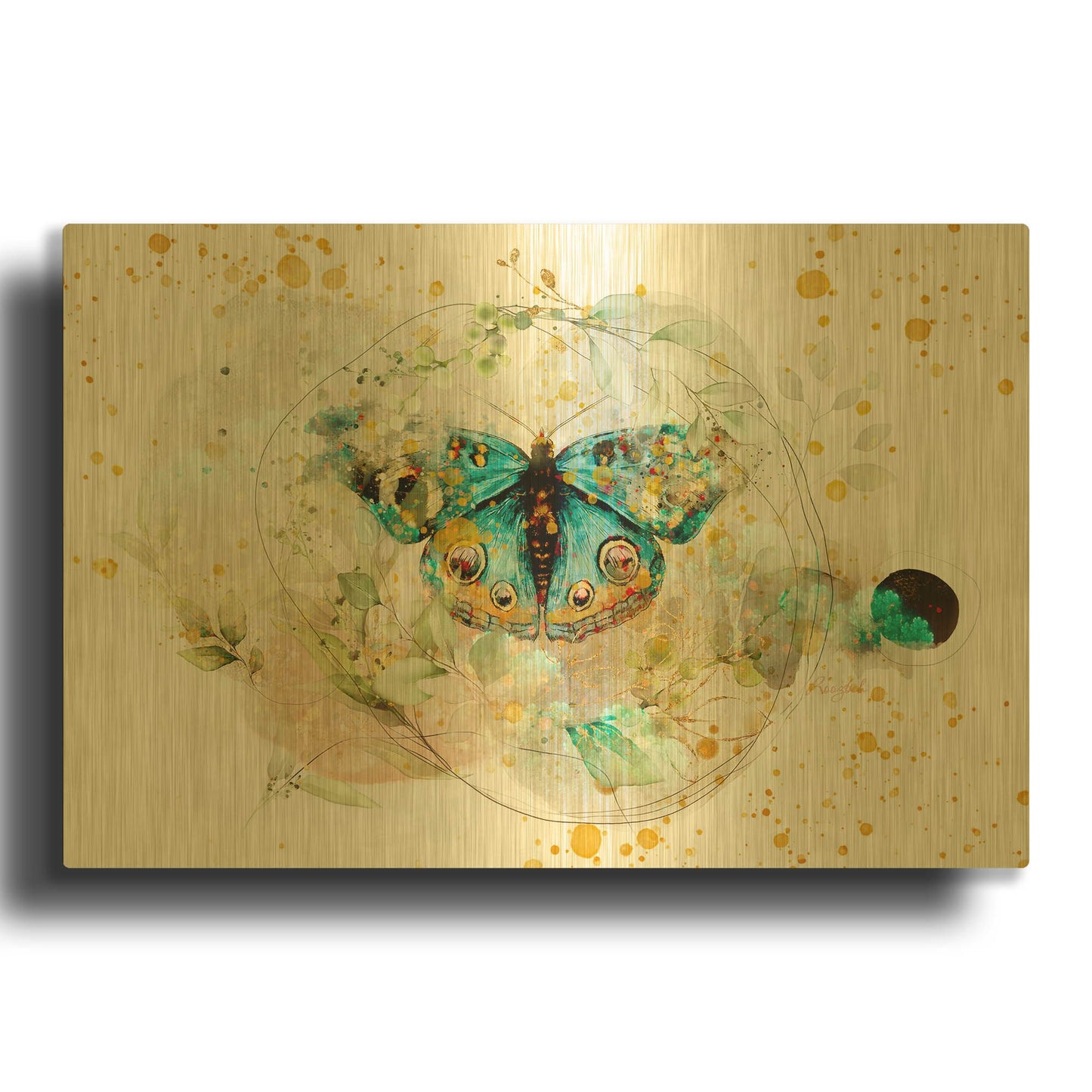 'Blue Evolution' By Roozbeh Bahramali Gold Metal Wall Art