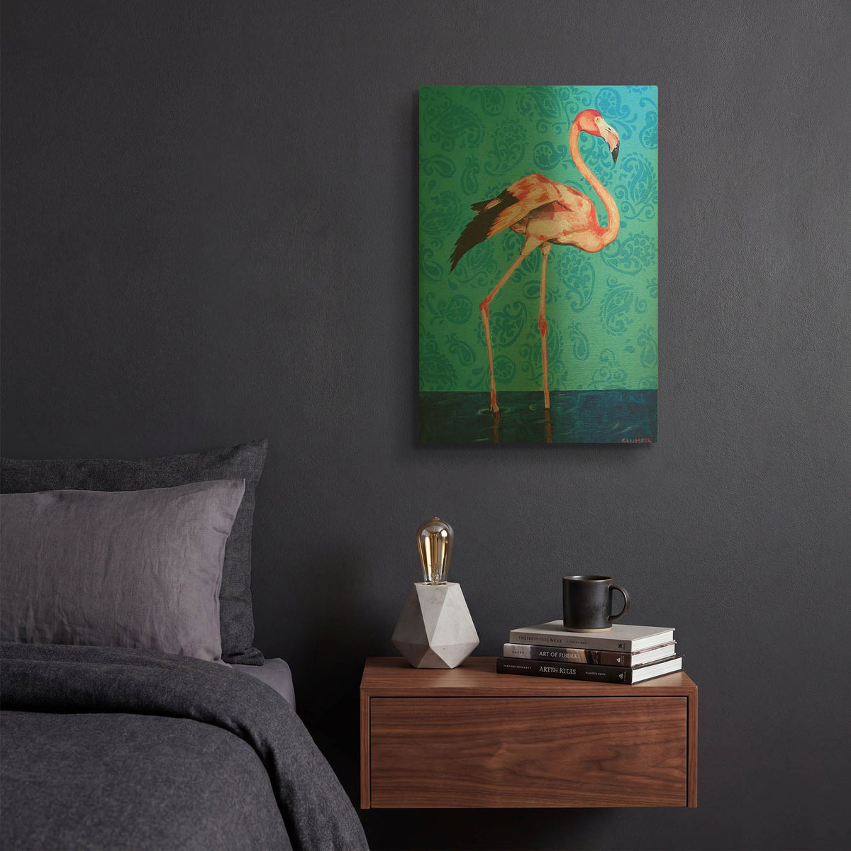 'Flamingo' By Alana Clumeck Gold Metal Wall Art