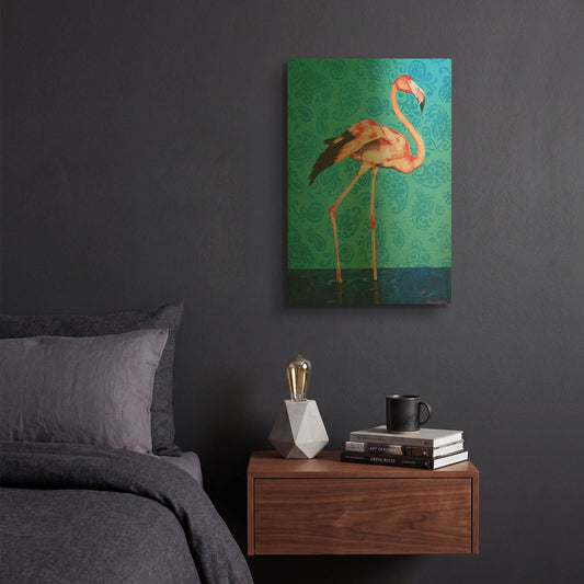 'Flamingo' By Alana Clumeck Gold Metal Wall Art