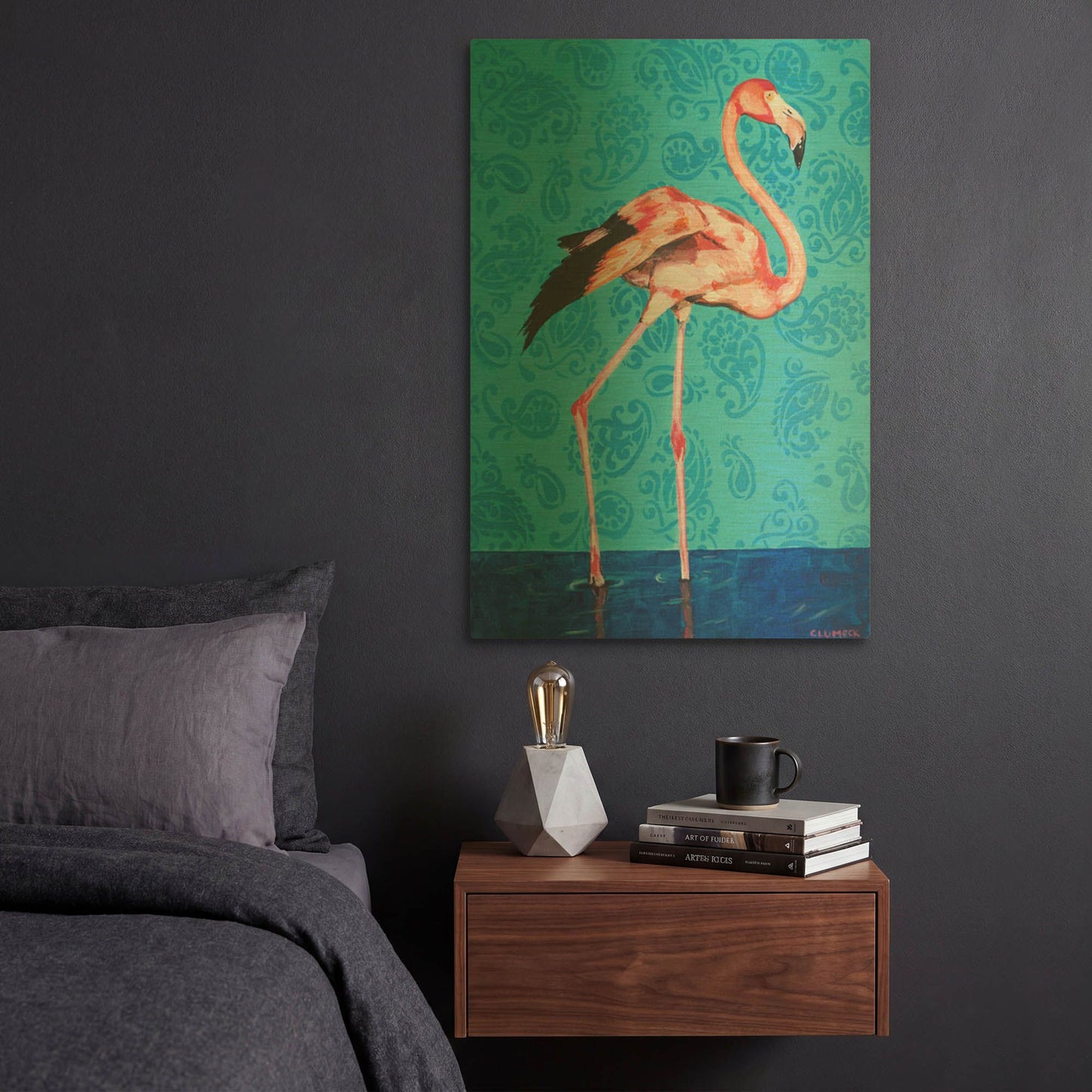 'Flamingo' By Alana Clumeck Gold Metal Wall Art