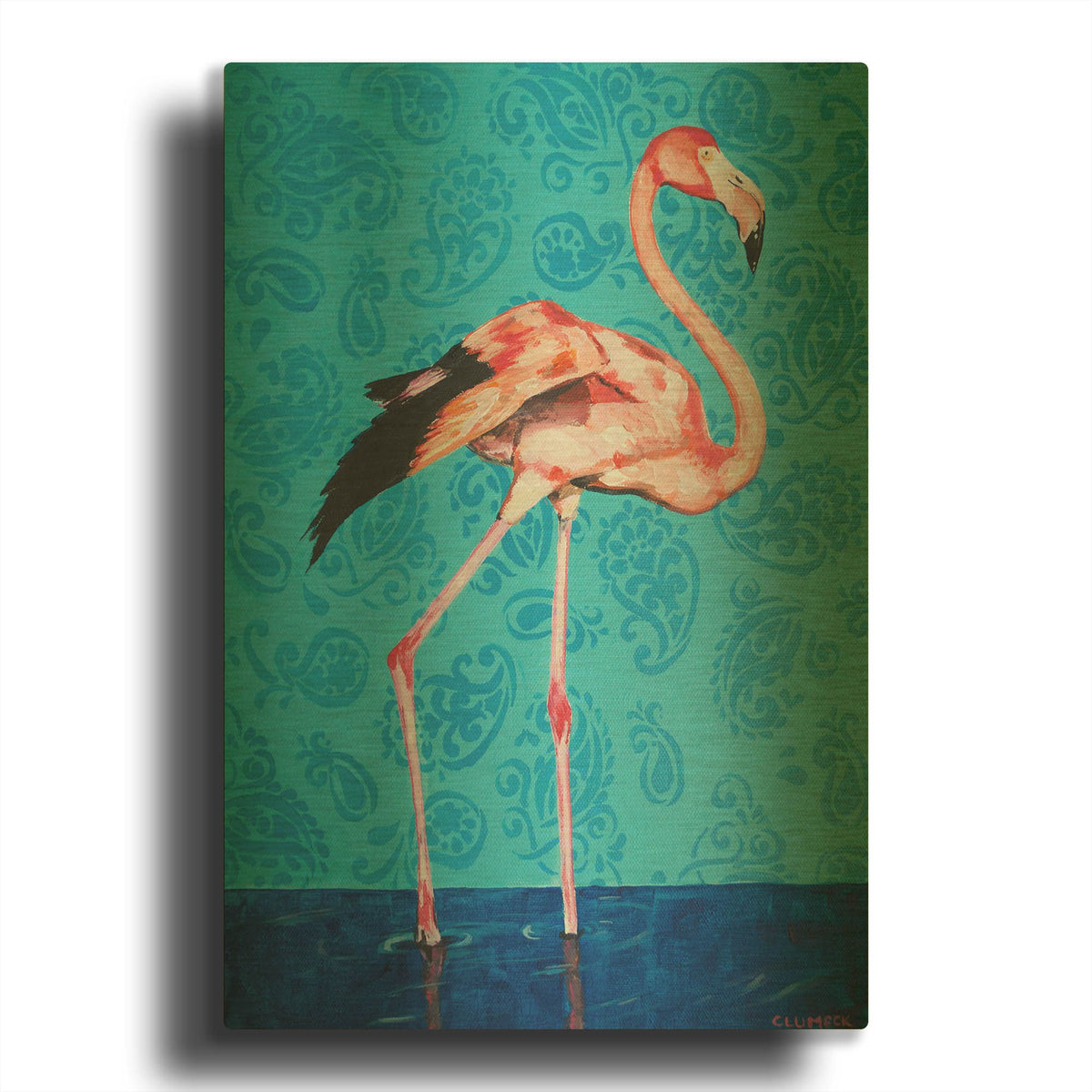 'Flamingo' By Alana Clumeck Gold Metal Wall Art