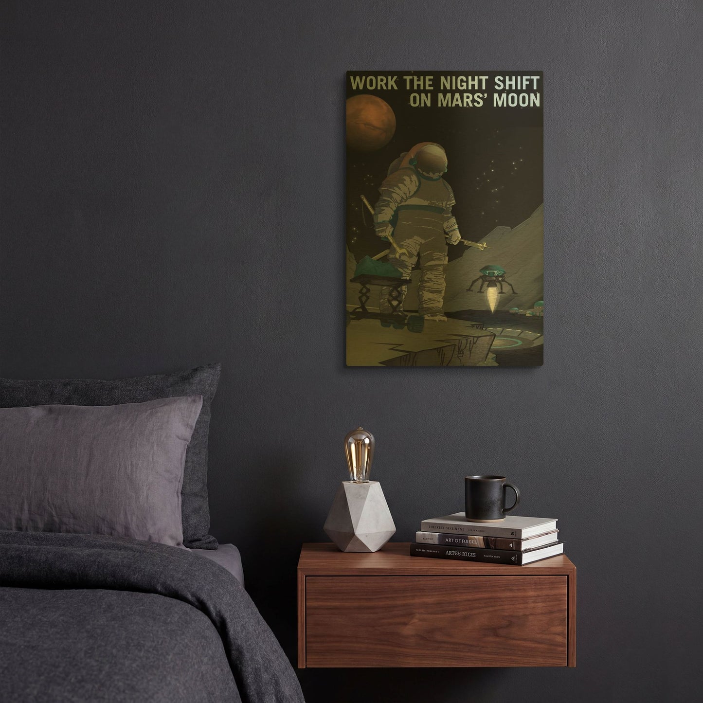 'P02 Work The Night Shift Nasa Recruitment Poster' By NASA Posters Gold Metal Wall Art