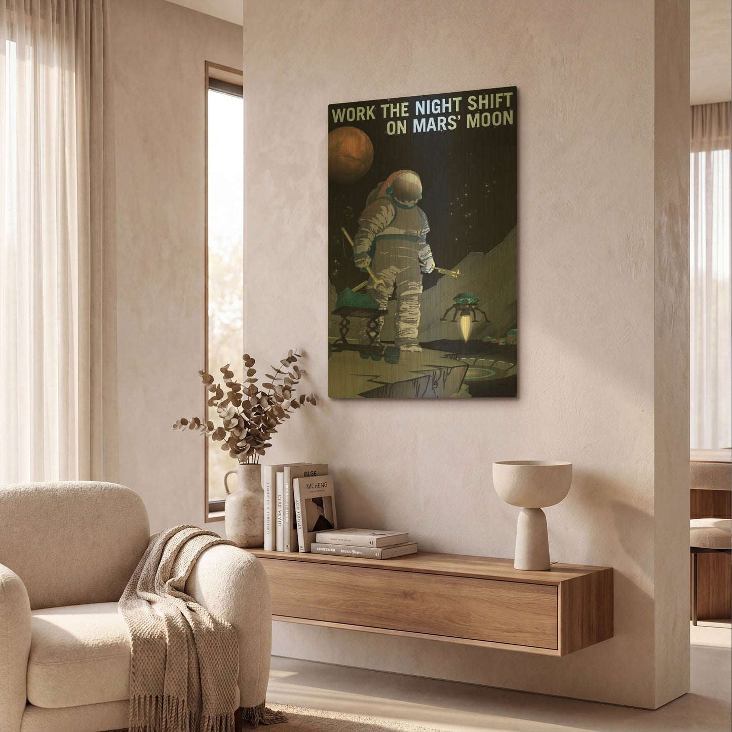 'P02 Work The Night Shift Nasa Recruitment Poster' By NASA Posters Gold Metal Wall Art
