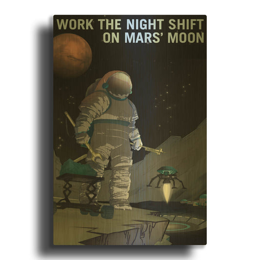 'P02 Work The Night Shift Nasa Recruitment Poster' By NASA Posters Gold Metal Wall Art