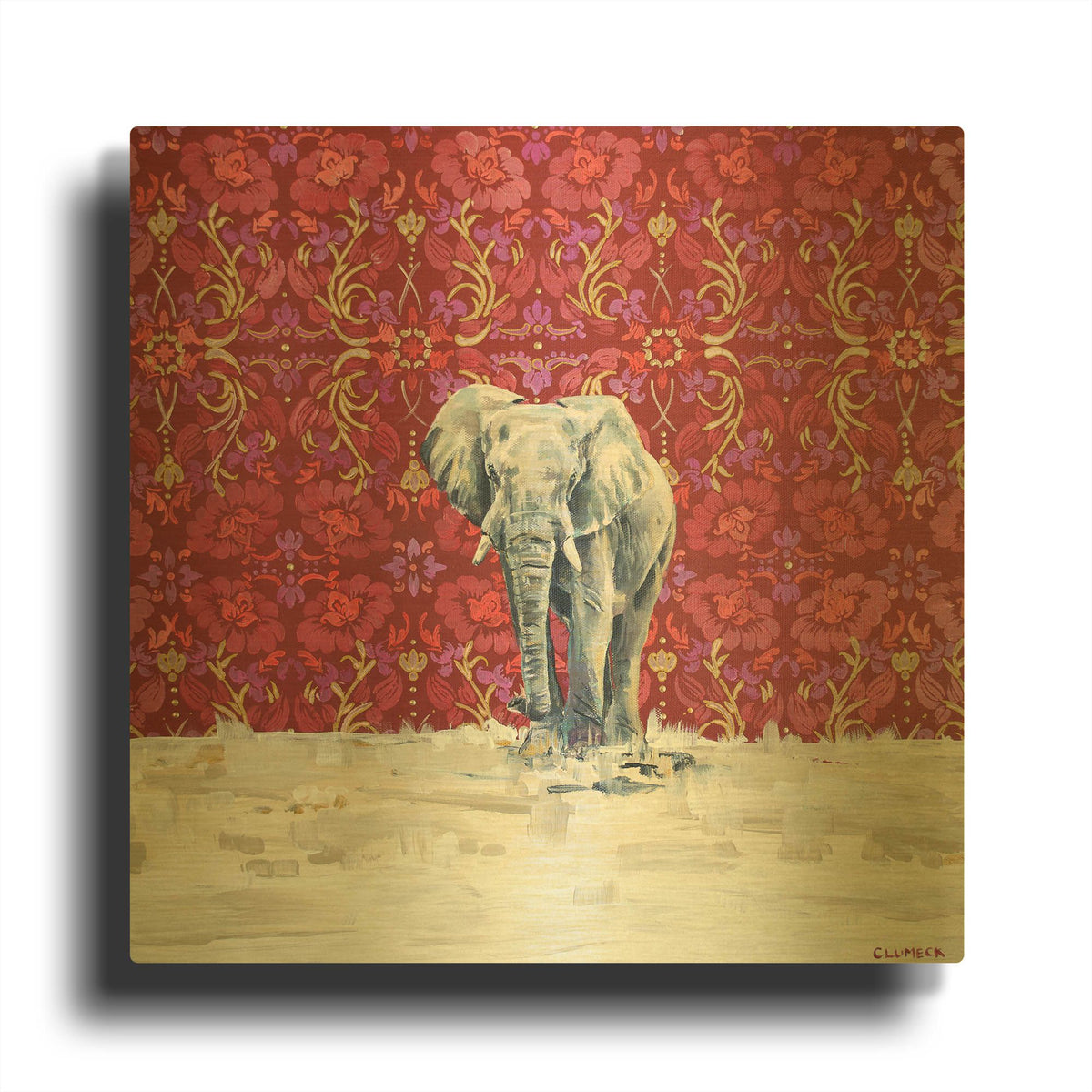 'Elephant' By Alana Clumeck Gold Metal Wall Art