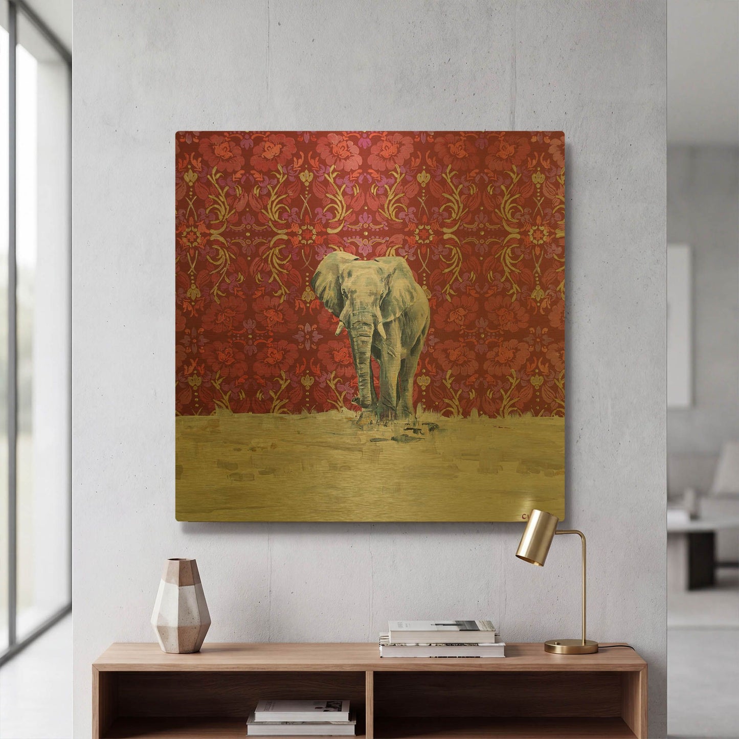 'Elephant' By Alana Clumeck Gold Metal Wall Art