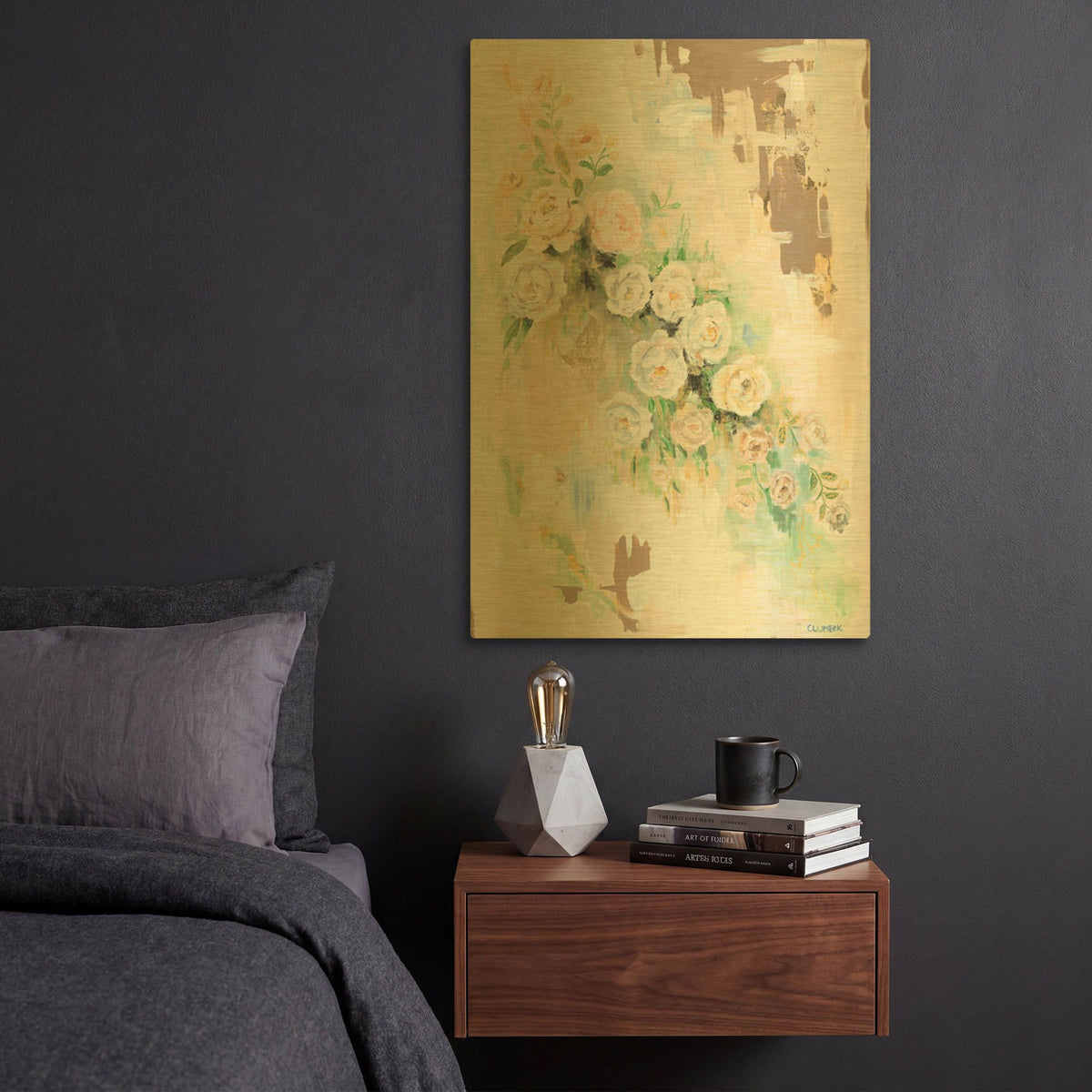 'Spring Flowers' By Alana Clumeck Gold Metal Wall Art