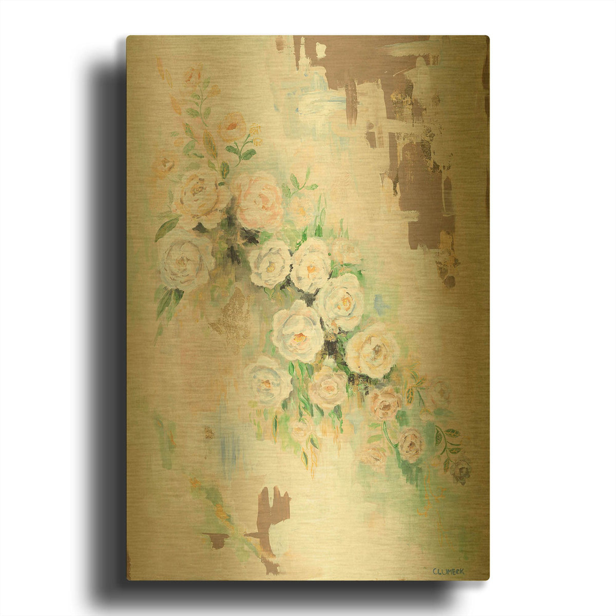 'Spring Flowers' By Alana Clumeck Gold Metal Wall Art