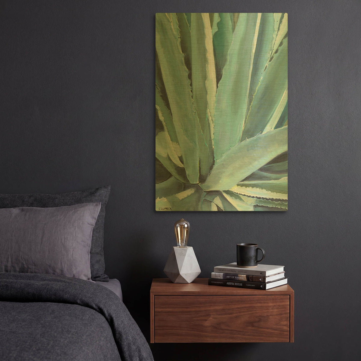 'Blue Agave' By Alana Clumeck Gold Metal Wall Art