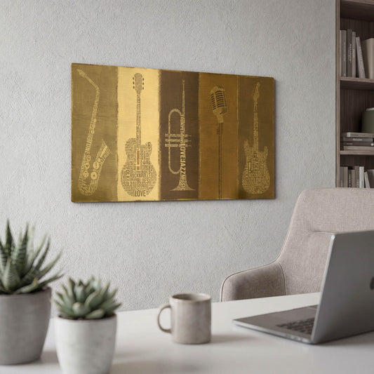 'Type Band Neutral Panel' By Michael Mullan Gold Metal Wall Art
