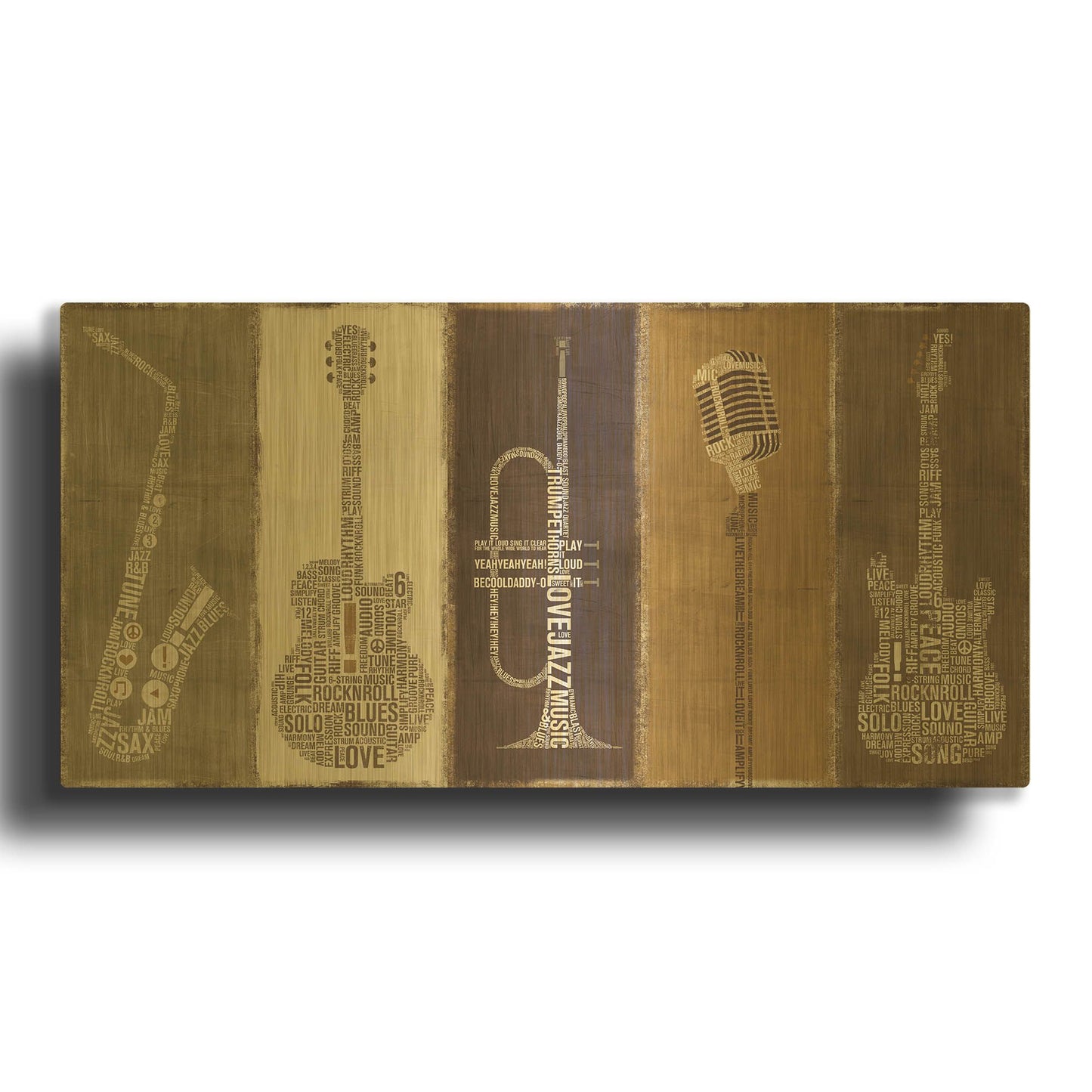 'Type Band Neutral Panel' By Michael Mullan Gold Metal Wall Art