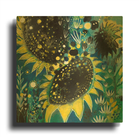 'Sunflower Kisses' By Corina Capri Gold Metal Wall Art