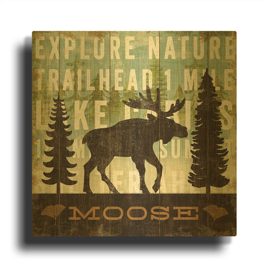 'Simple Living Moose' By Michael Mullan Gold Metal Wall Art
