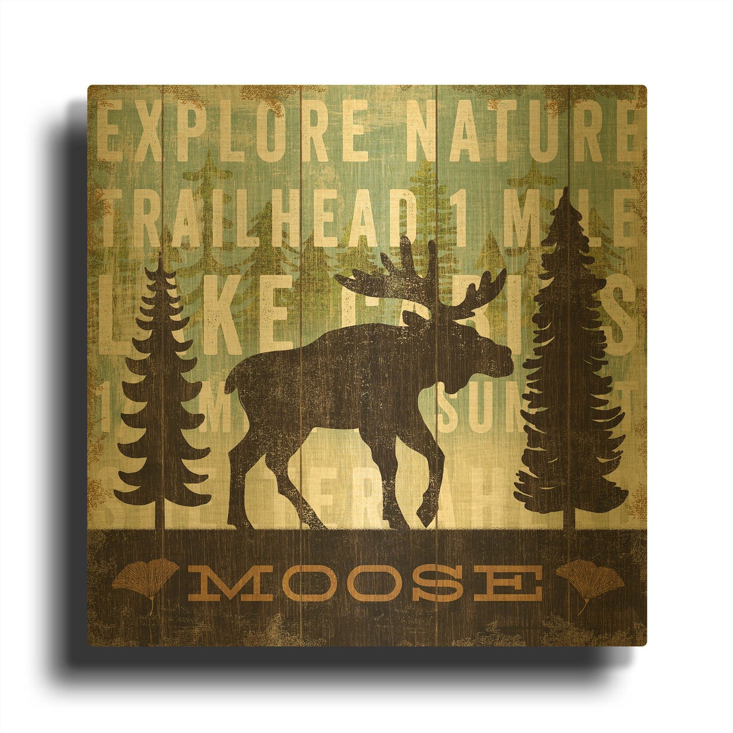 'Simple Living Moose' By Michael Mullan Gold Metal Wall Art