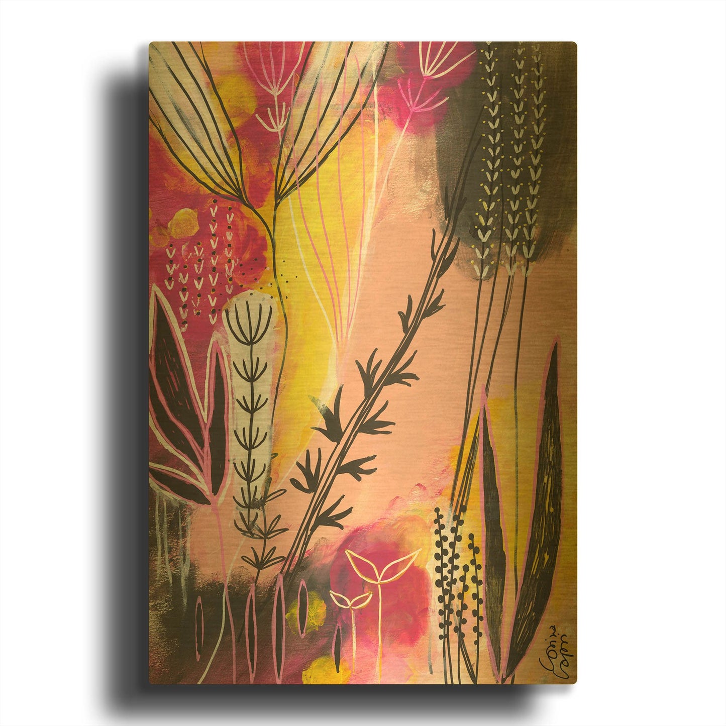 'Spring in Pink' By Corina Capri Gold Metal Wall Art