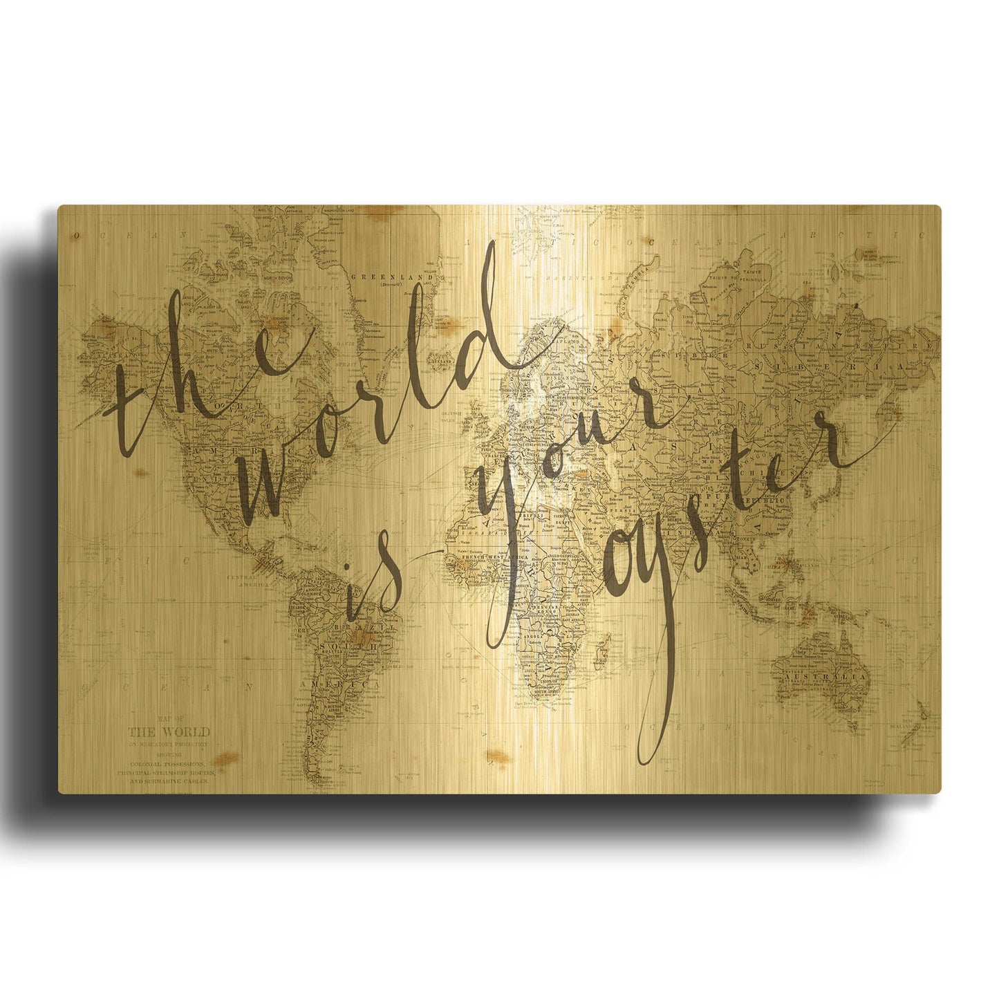 'The World is Your Oyster' By Sara Zieve Miller Gold Metal Wall Art