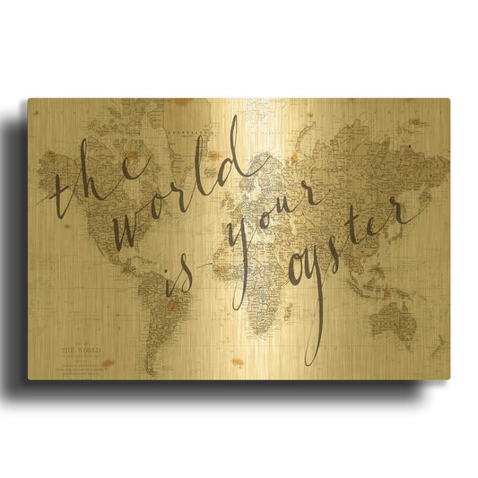 'The World is Your Oyster' By Sara Zieve Miller Gold Metal Wall Art