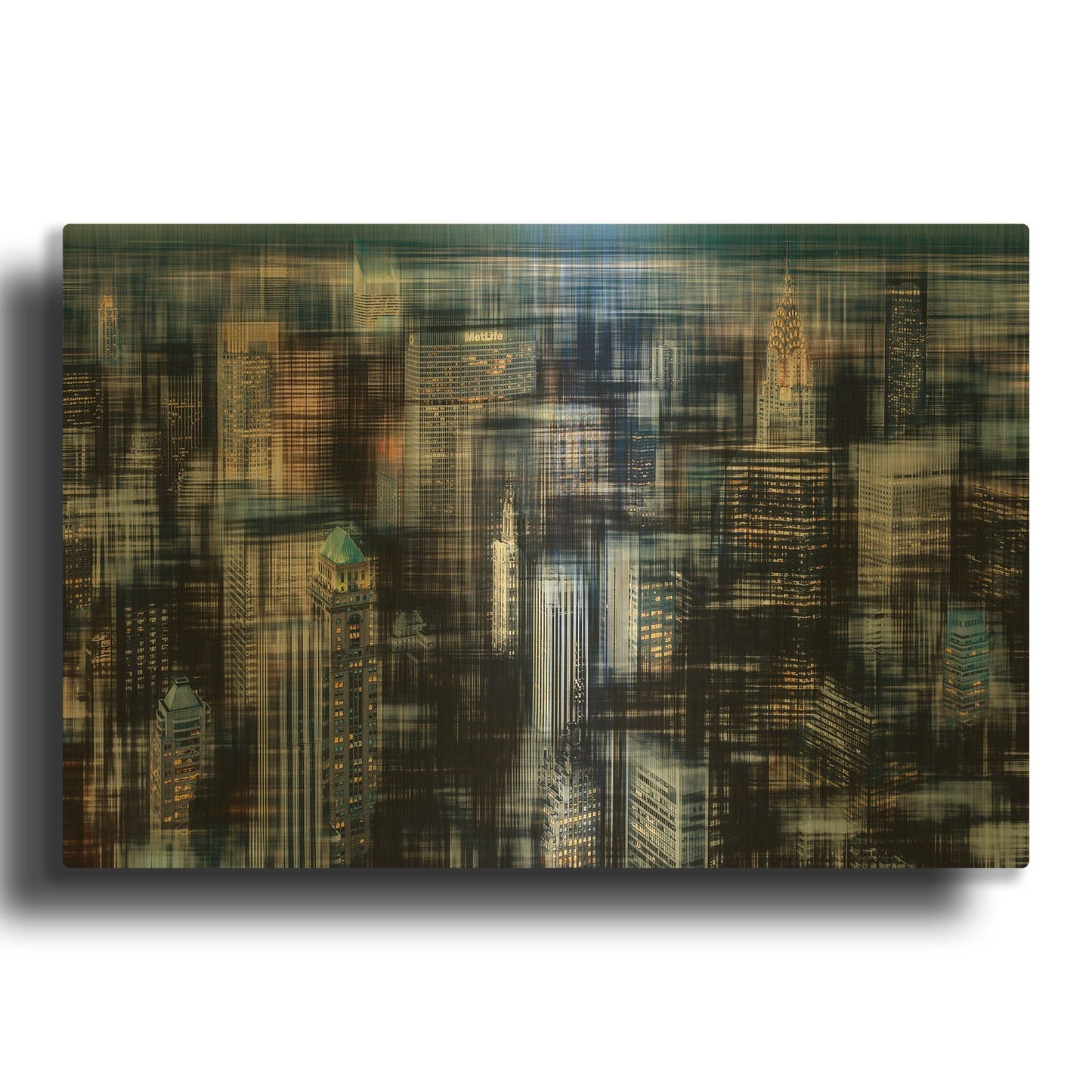 'Downtown at Night' By Hannes Cmarits Gold Metal Wall Art