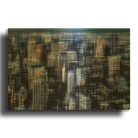 'Downtown at Night' By Hannes Cmarits Gold Metal Wall Art