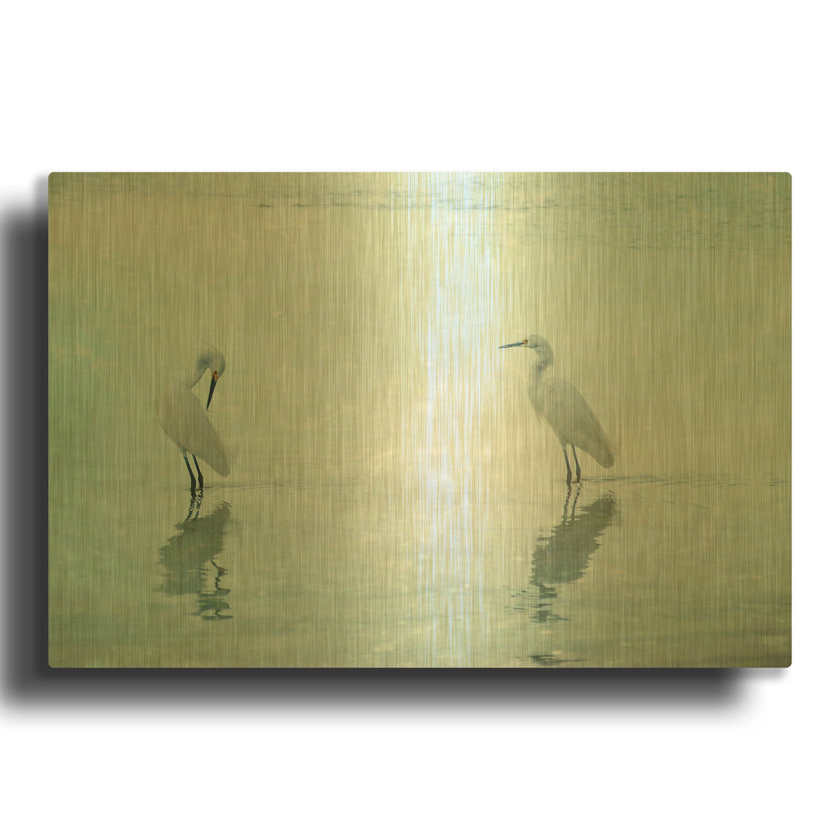 'White Cranes' By Hannes Cmarits Gold Metal Wall Art