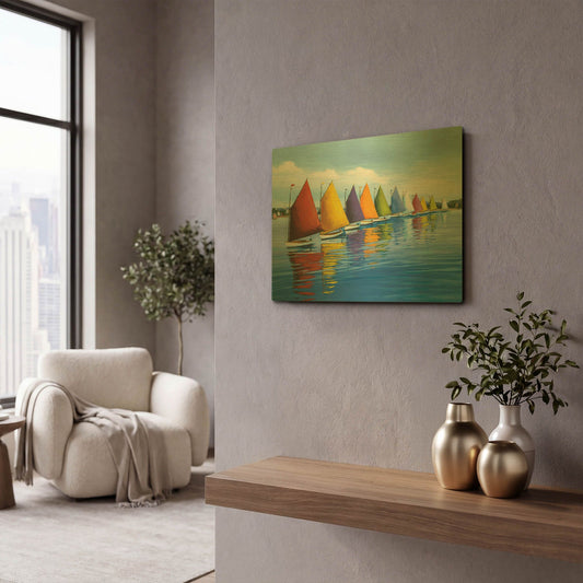 'Rainbow Cats' By Sally Caldwell Fisher Gold Metal Wall Art