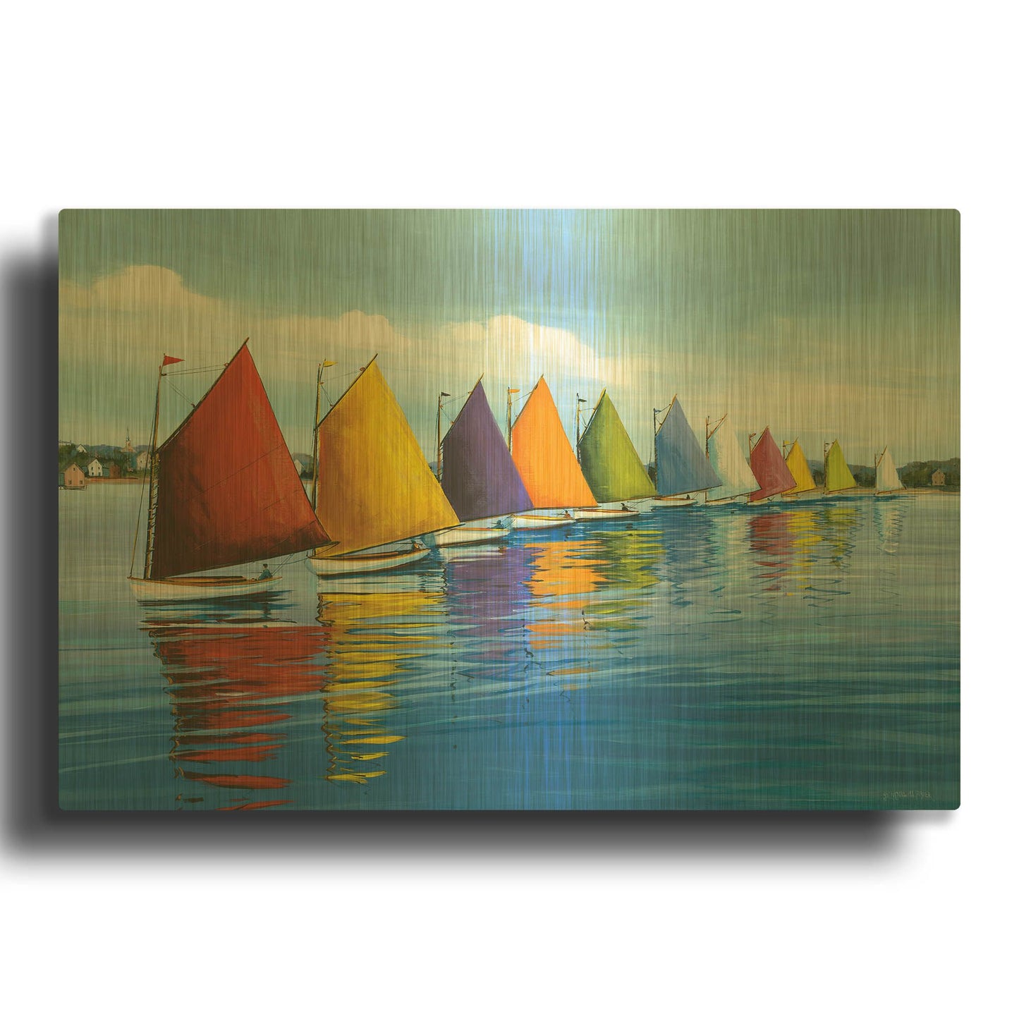 'Rainbow Cats' By Sally Caldwell Fisher Gold Metal Wall Art