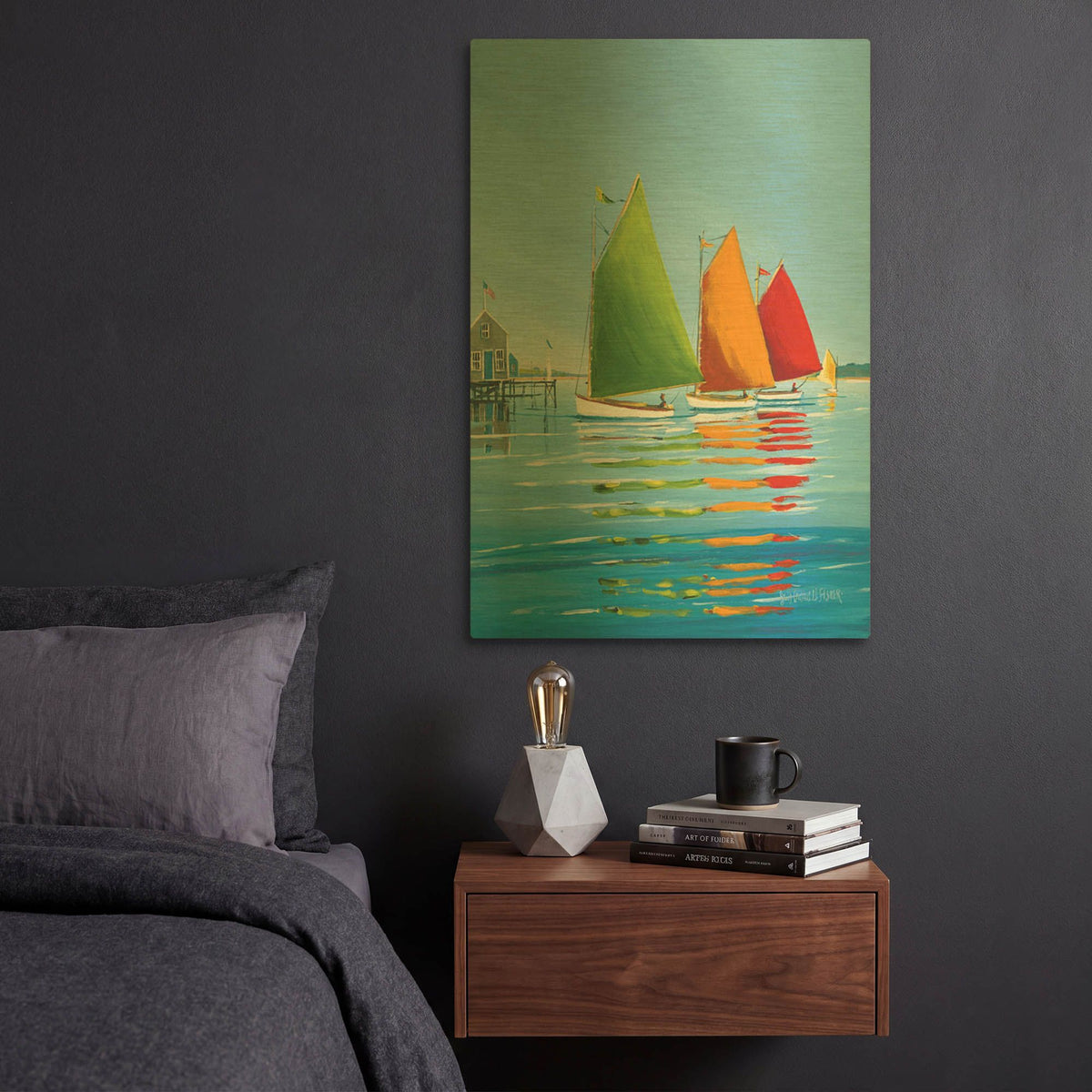 'Cape Cod Sail' By Sally Caldwell Fisher Gold Metal Wall Art