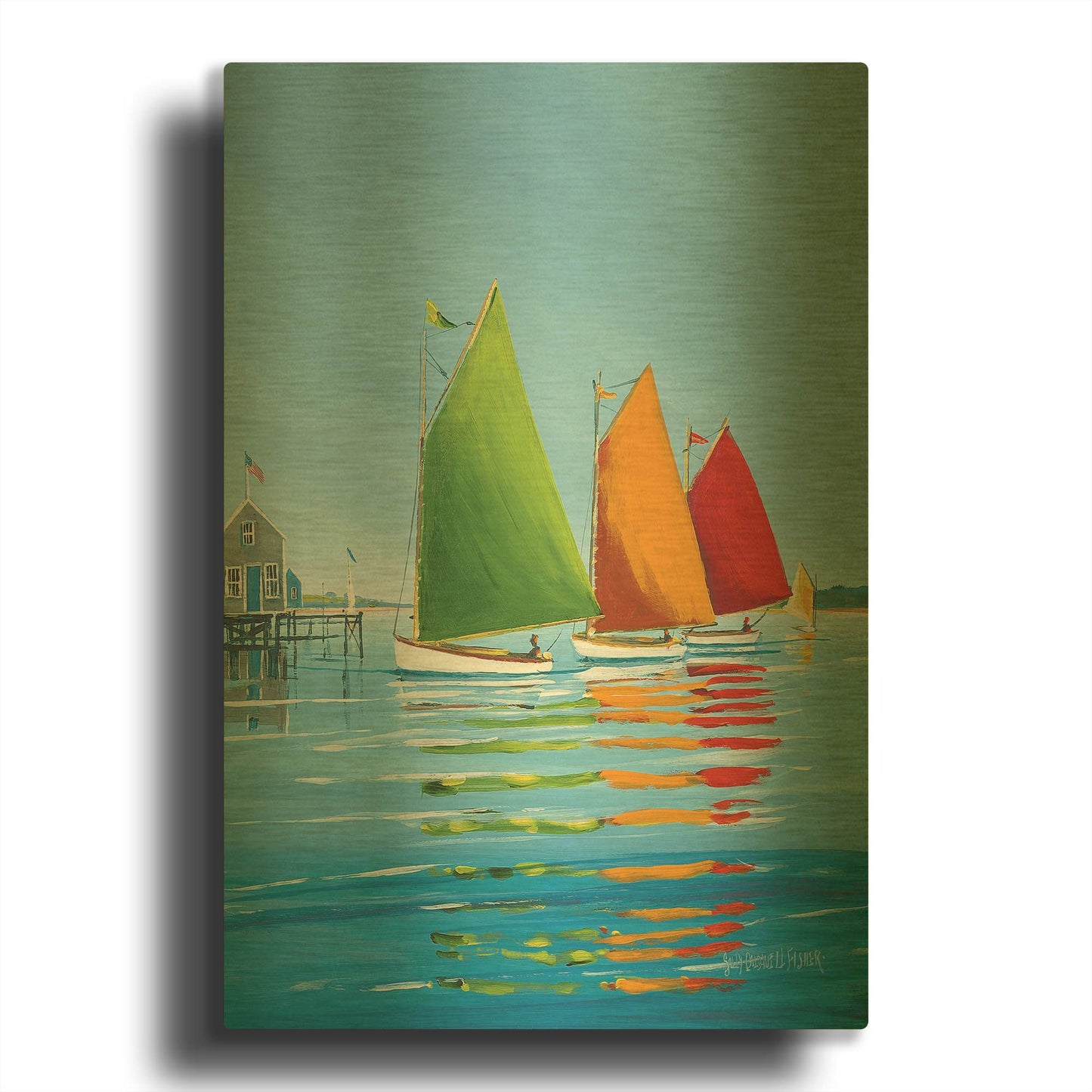 'Cape Cod Sail' By Sally Caldwell Fisher Gold Metal Wall Art