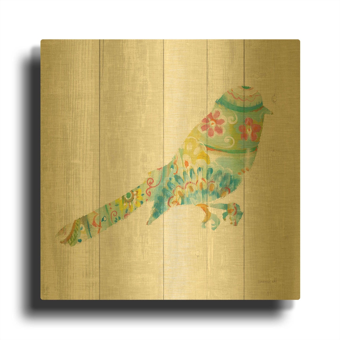 'Spring Dream Paisley X' By Danhui Nai Gold Metal Wall Art
