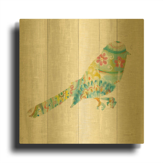 'Spring Dream Paisley X' By Danhui Nai Gold Metal Wall Art