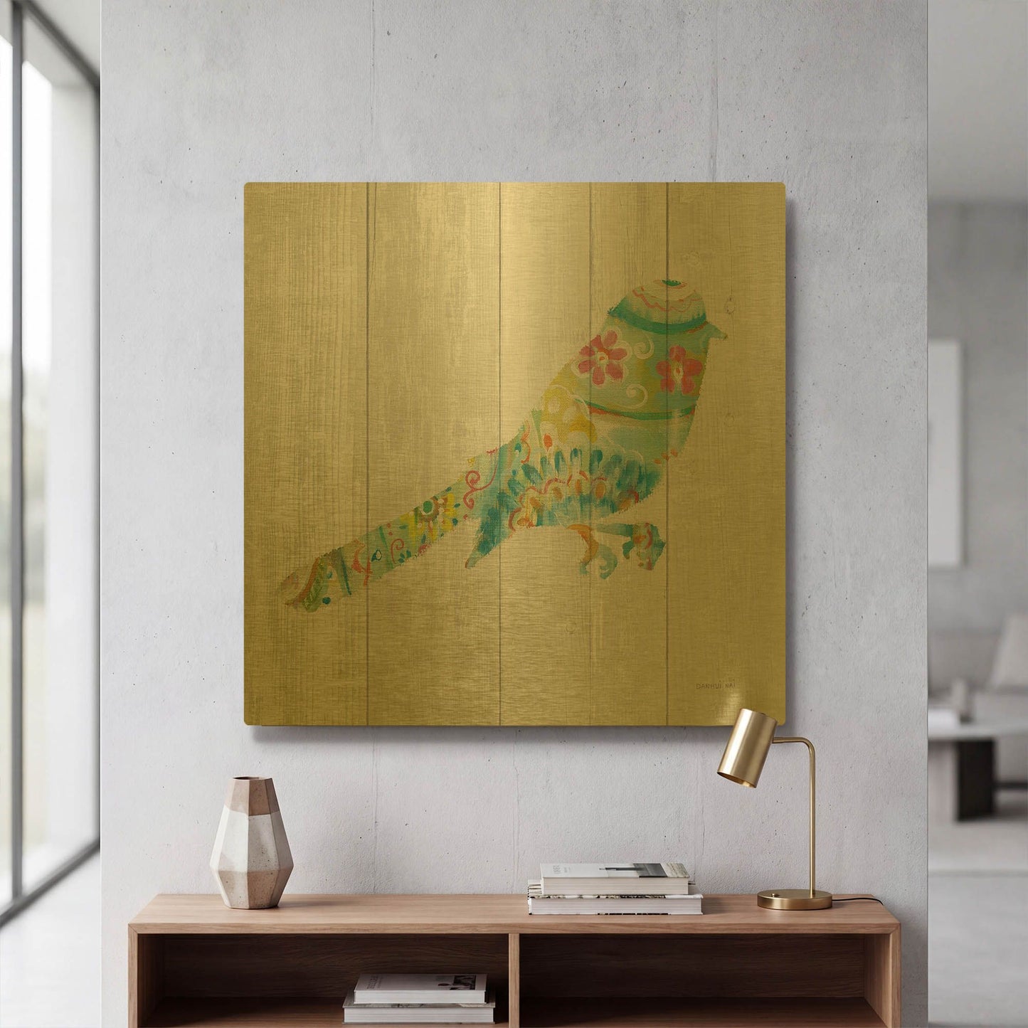 'Spring Dream Paisley X' By Danhui Nai Gold Metal Wall Art
