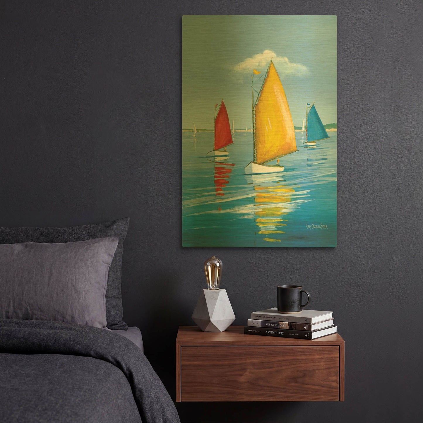 'Newport Regatta' By Sally Caldwell Fisher Gold Metal Wall Art