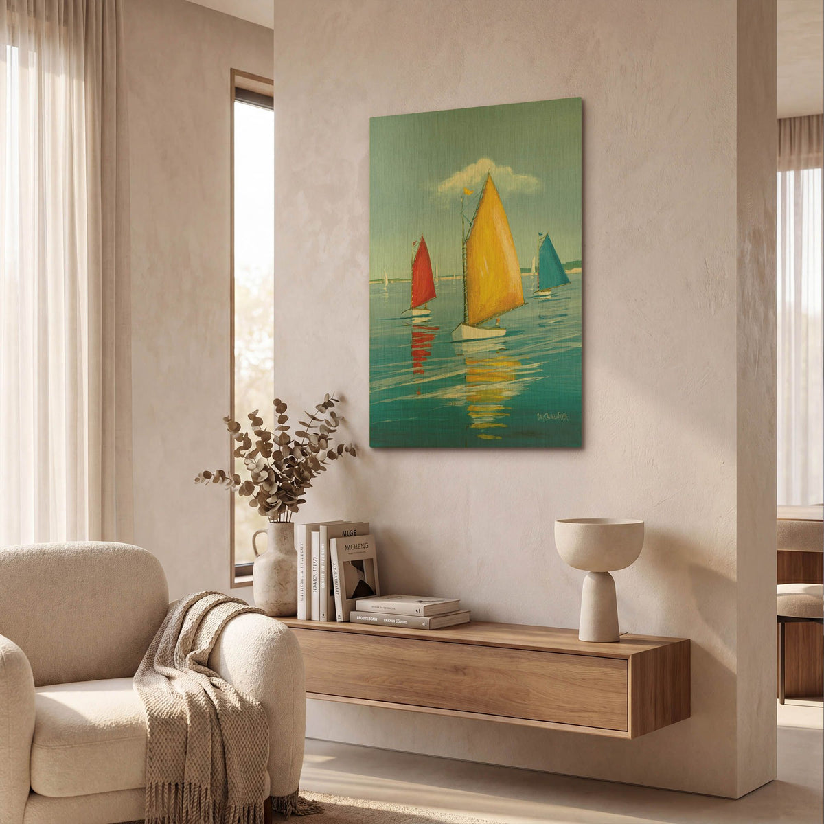'Newport Regatta' By Sally Caldwell Fisher Gold Metal Wall Art