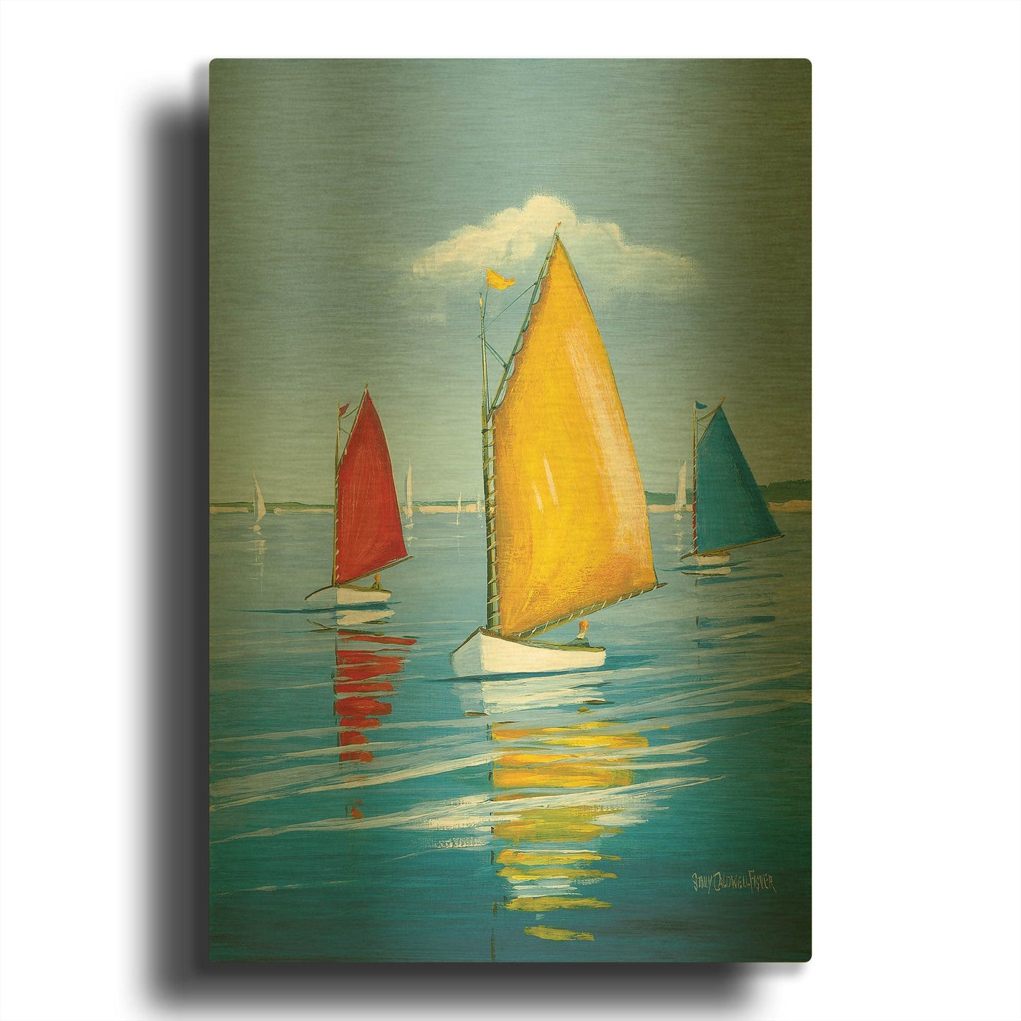 'Newport Regatta' By Sally Caldwell Fisher Gold Metal Wall Art